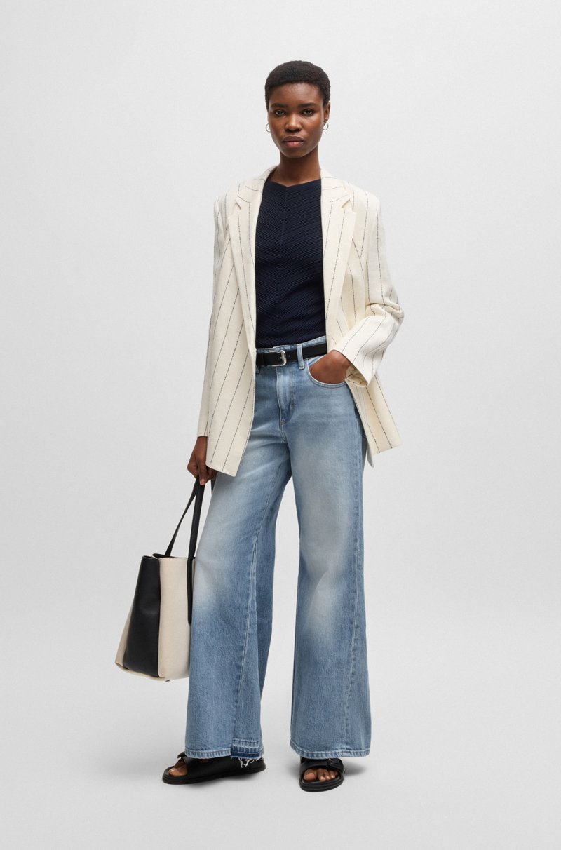 Hugo Boss Vaqueros De Pernera Acampanada En Cómodo Denim Elástico En Tono Azul