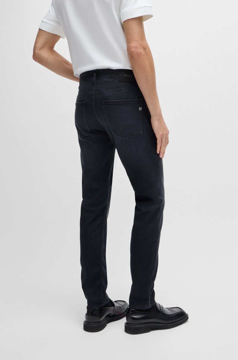 Hugo Boss Vaqueros Delaware Slim Fit De Denim Italiano Negro Supersuave