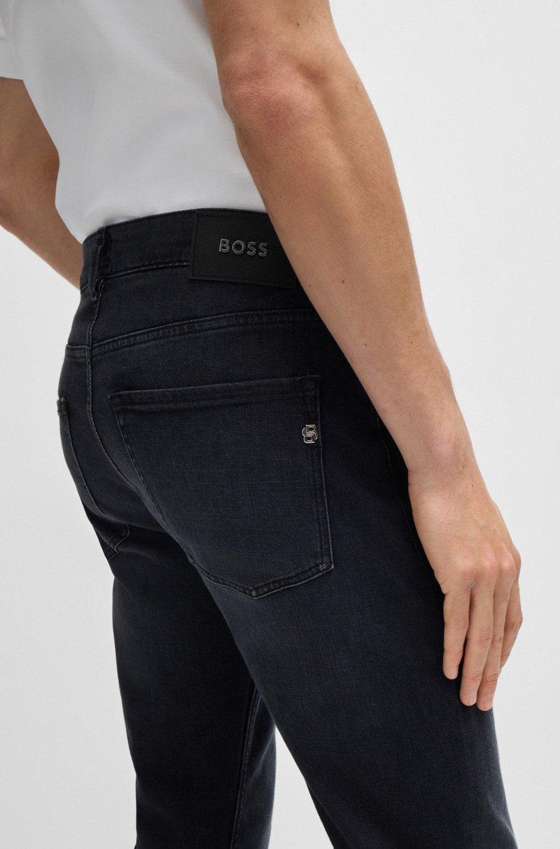 Hugo Boss Vaqueros Delaware Slim Fit De Denim Italiano Negro Supersuave