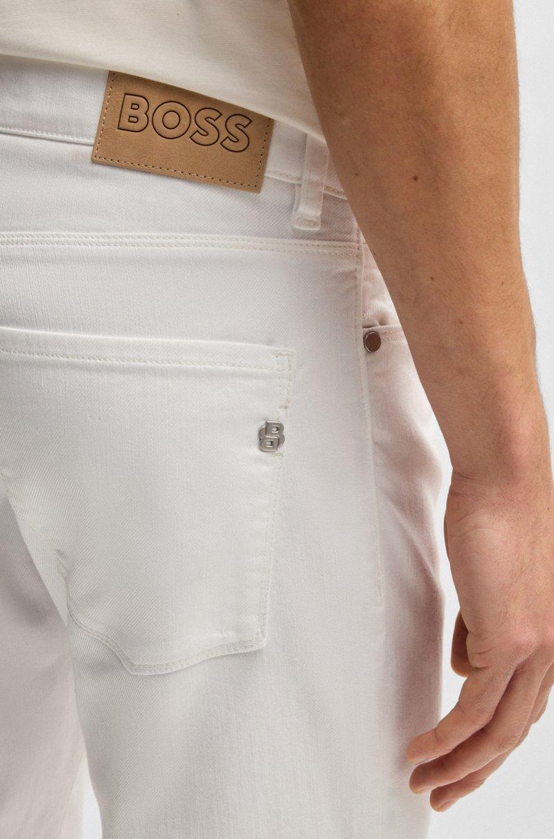 Hugo Boss Vaqueros Delaware Slim Fit En Denim Elástico Blanco