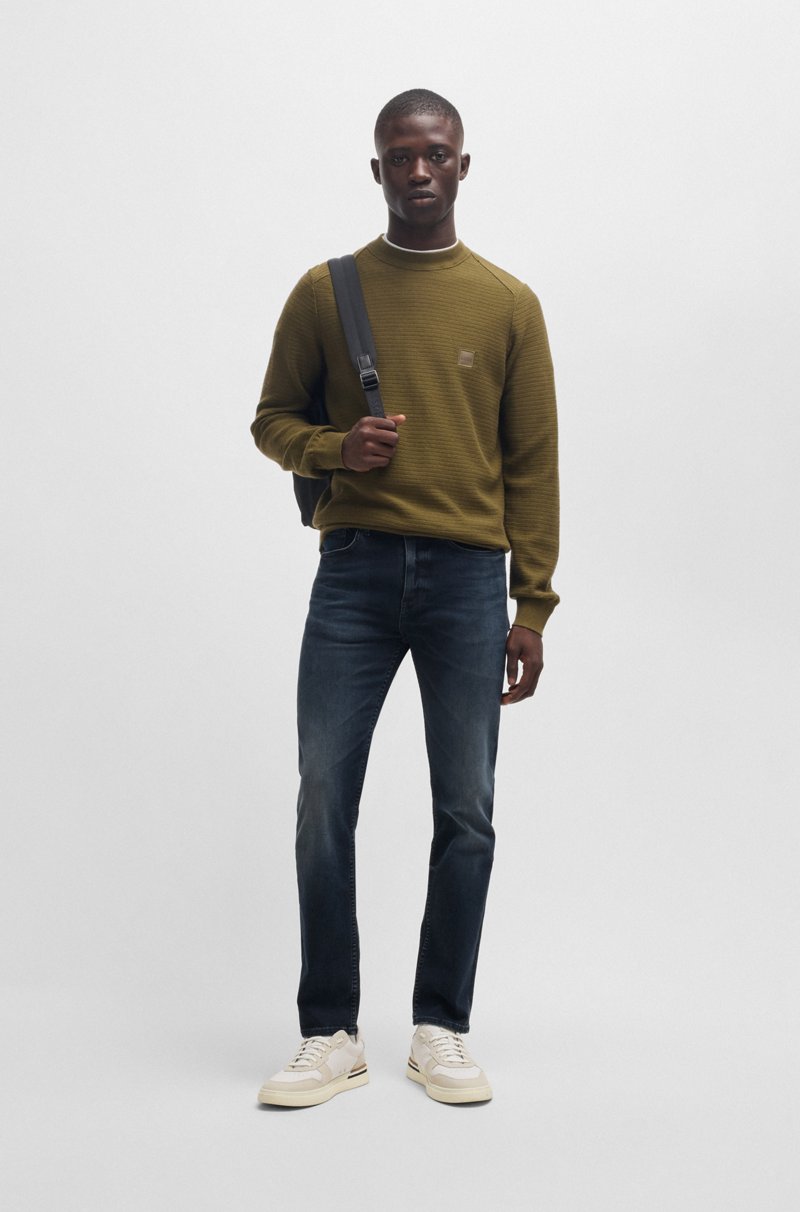 Hugo Boss Vaqueros Delaware Slim Fit En Denim Negro Azulado Flameado