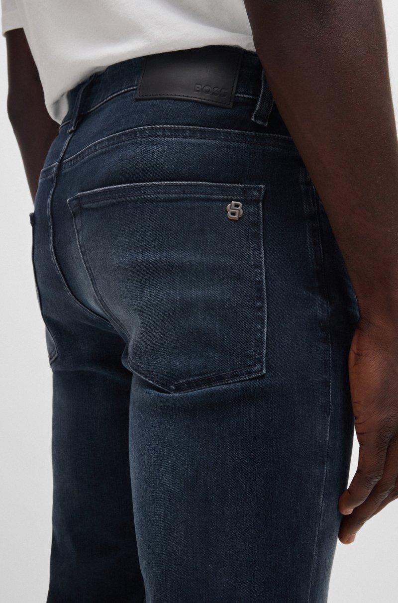 Hugo Boss Vaqueros Delaware Slim Fit En Denim Negro Azulado Flameado