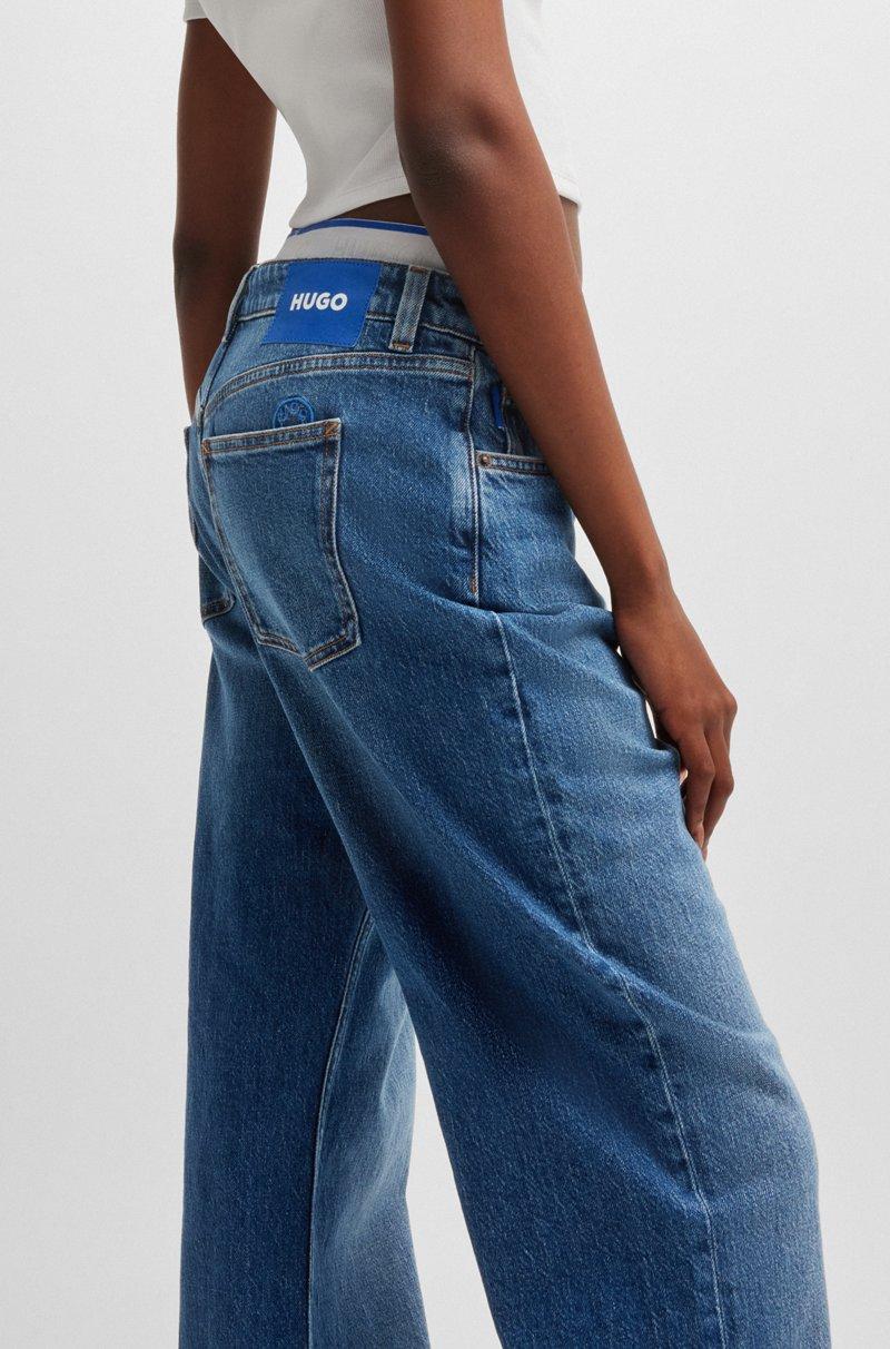 Hugo Boss Vaqueros En Denim Elástico Azul De Corte Recto Y Pernera Larga