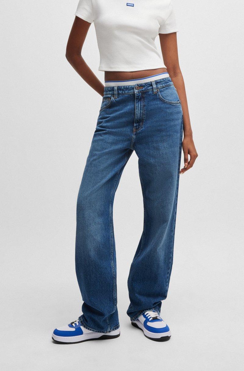 Hugo Boss Vaqueros en denim elástico azul de corte recto y pernera larga