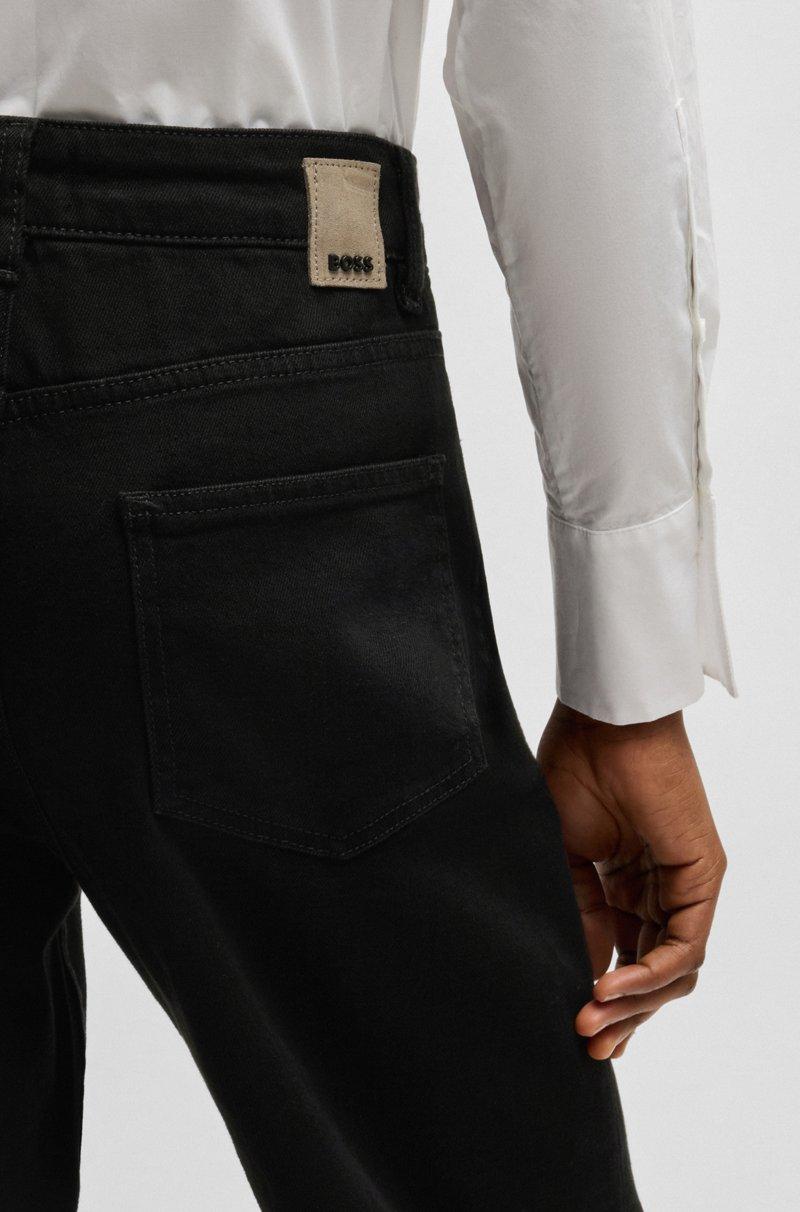 Hugo Boss Vaqueros En Tejido Vaquero Elástico Negro Intenso Con Ribetes De La Marca