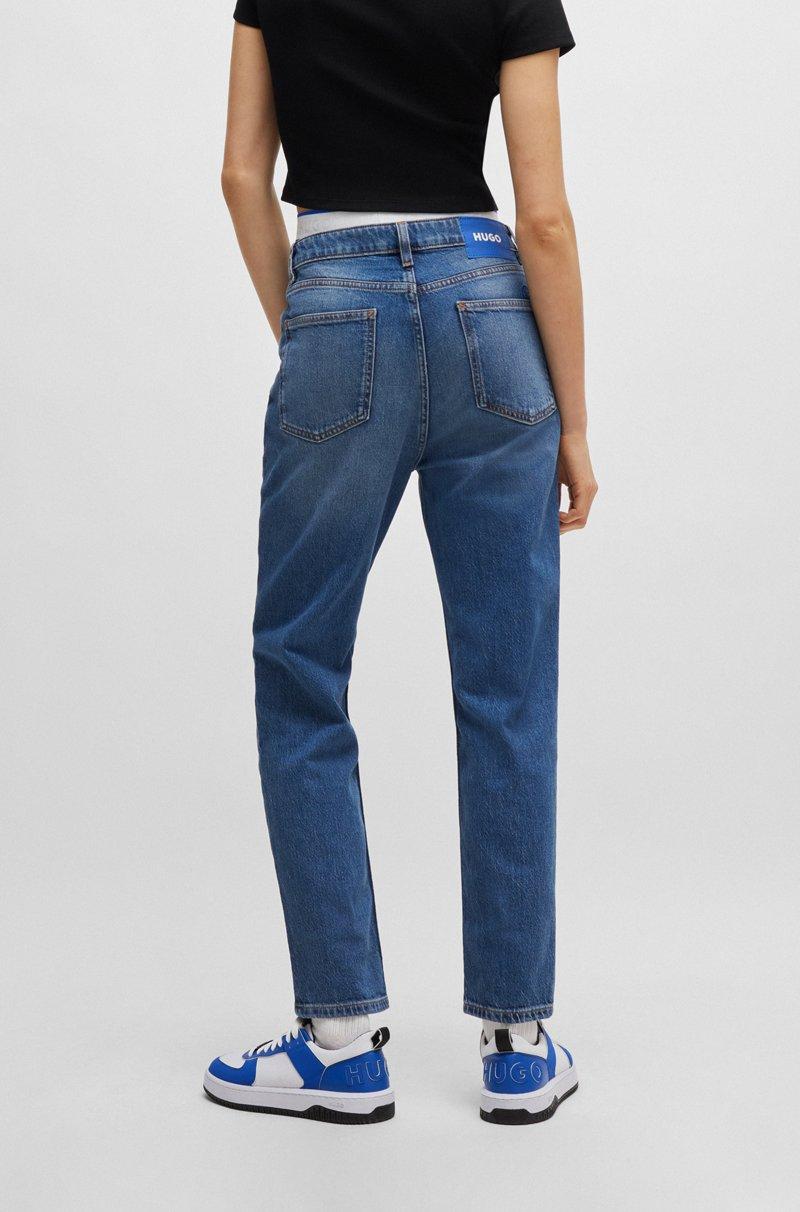 Hugo Boss Vaqueros Estilo Mom De Denim Elástico Azul Medio