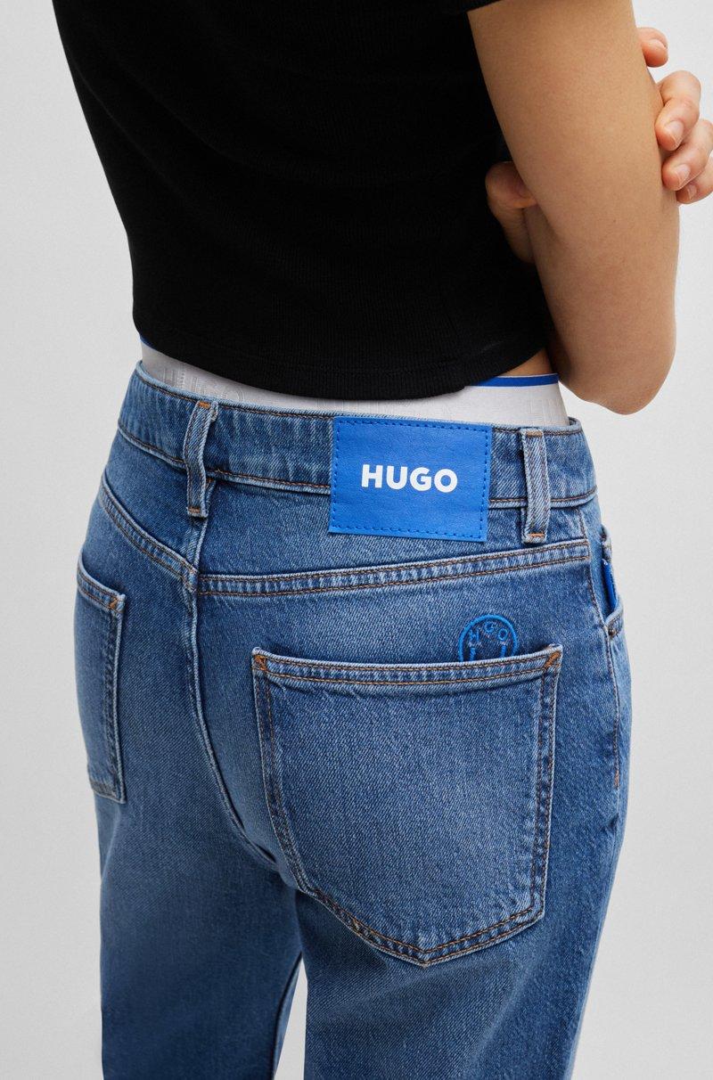 Hugo Boss Vaqueros Estilo Mom De Denim Elástico Azul Medio