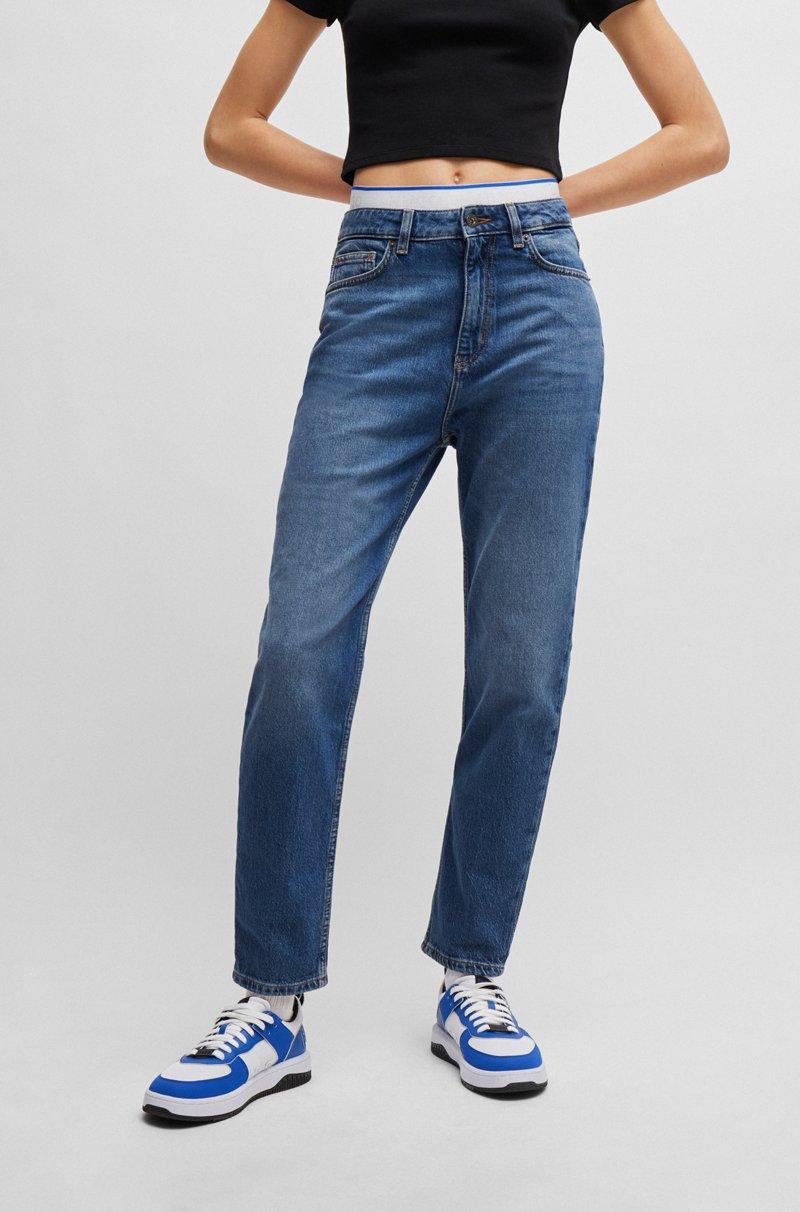 Hugo Boss Vaqueros estilo mom de denim elástico azul medio