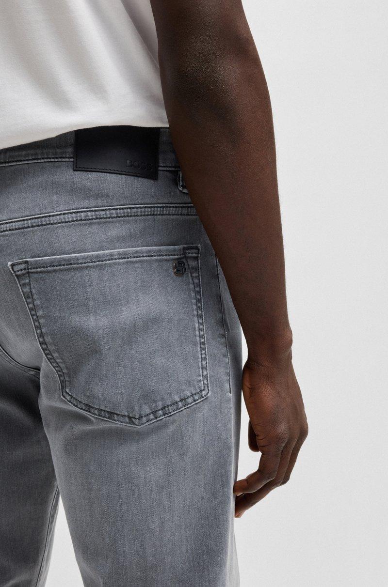 Hugo Boss Vaqueros Maine Regular Fit En Denim Gris Suave Que Facilita El Movimiento