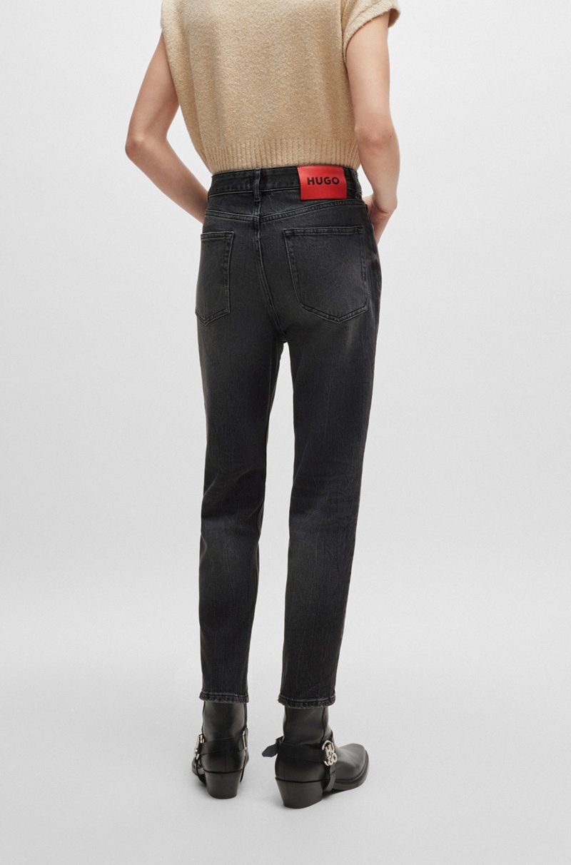 Hugo Boss Vaqueros Mom Fit De Denim Elástico Gris Oscuro De Gran Comodidad