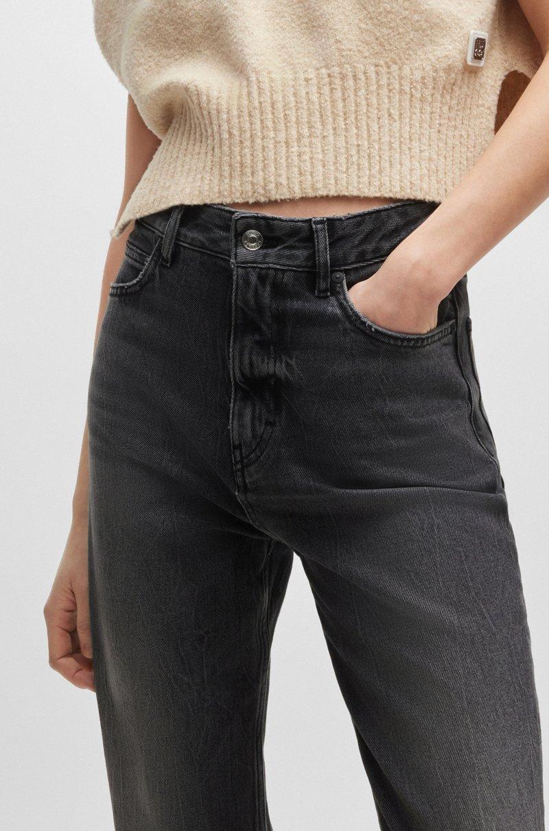 Hugo Boss Vaqueros Mom Fit De Denim Elástico Gris Oscuro De Gran Comodidad