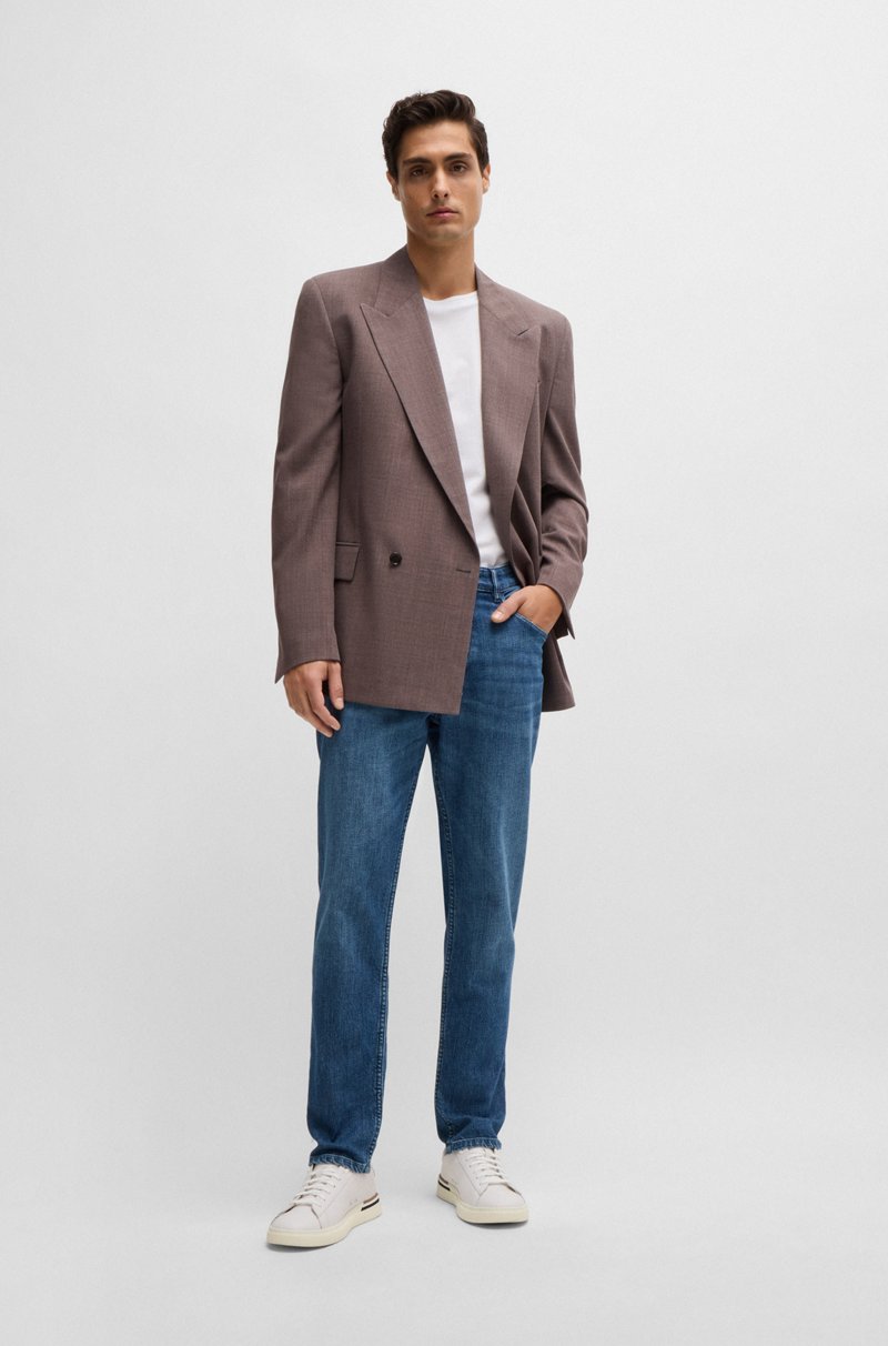Hugo Boss Vaqueros Regular Fit De Denim Elástico Azul Con Estirado Mecánico
