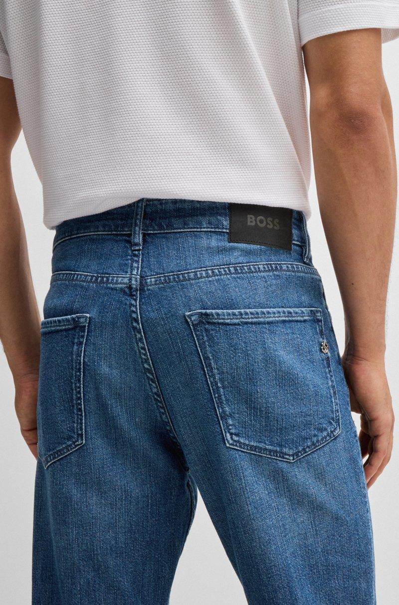 Hugo Boss Vaqueros Regular Fit De Denim Elástico Azul Con Estirado Mecánico