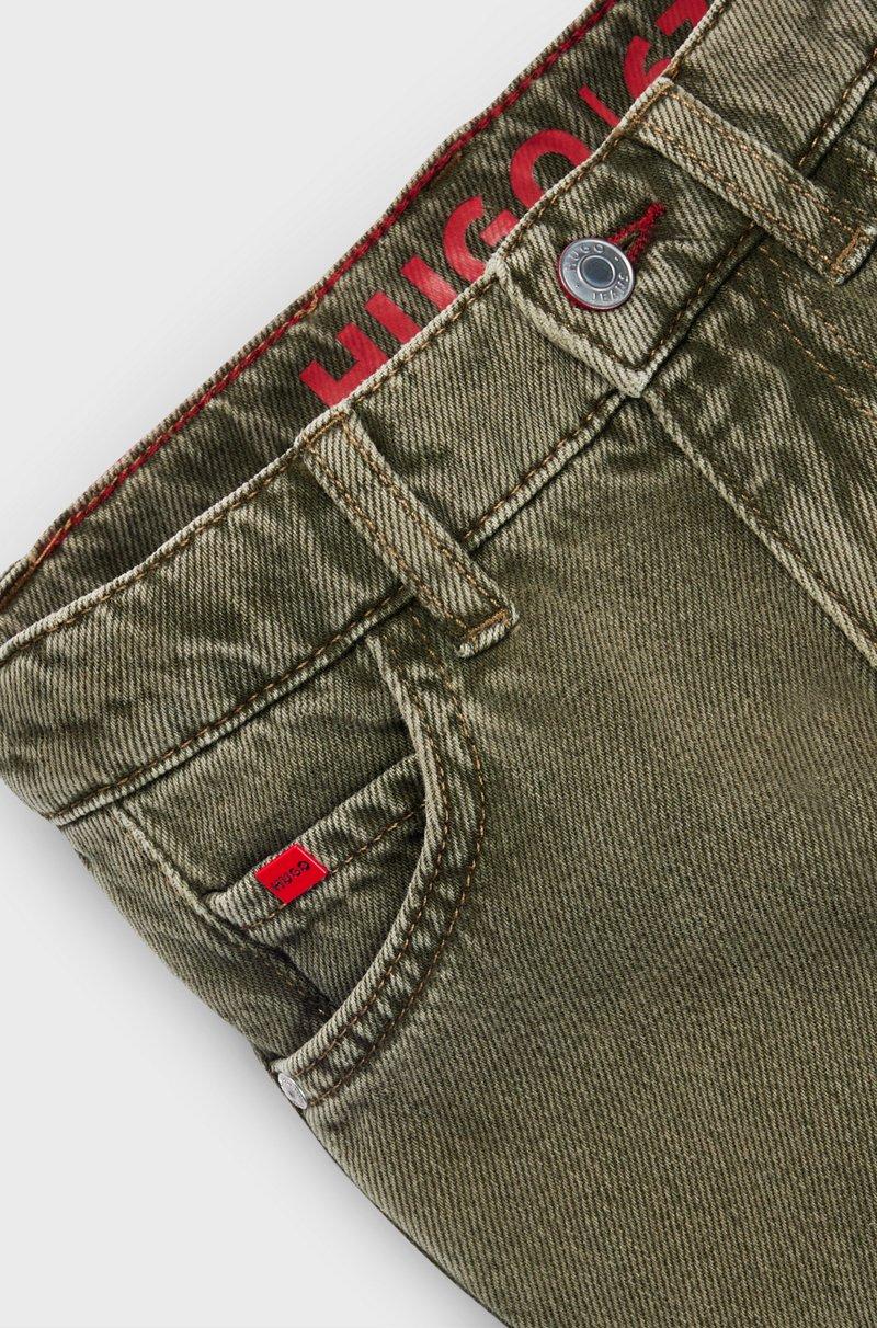 Hugo Boss Vaqueros Regular Fit Para Niños De Denim Teñido En Verde