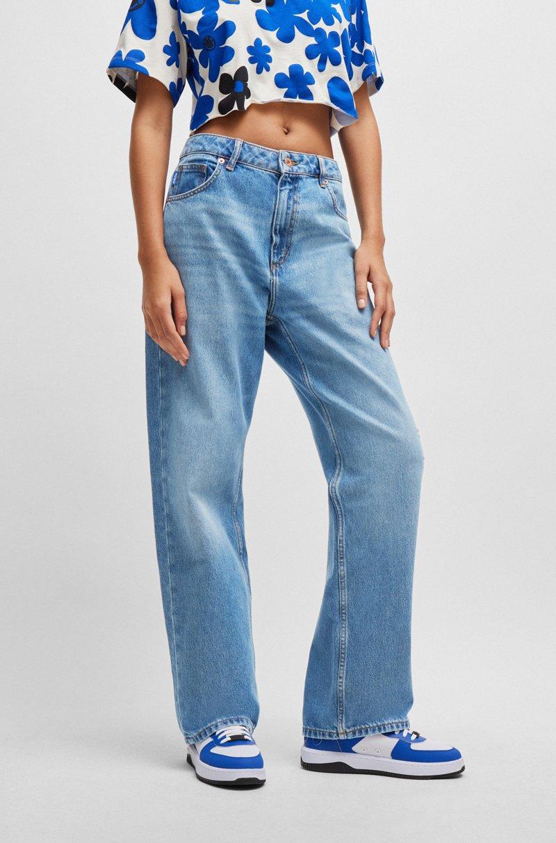 Hugo Boss Vaqueros relaxed fit de denim de algodón azul medio