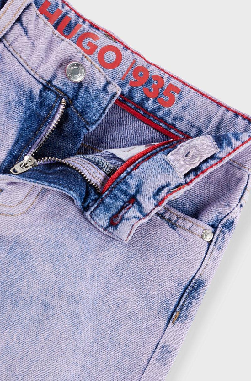 Hugo Boss Vaqueros Relaxed Fit Para Niños De Denim Morado Sobreteñido