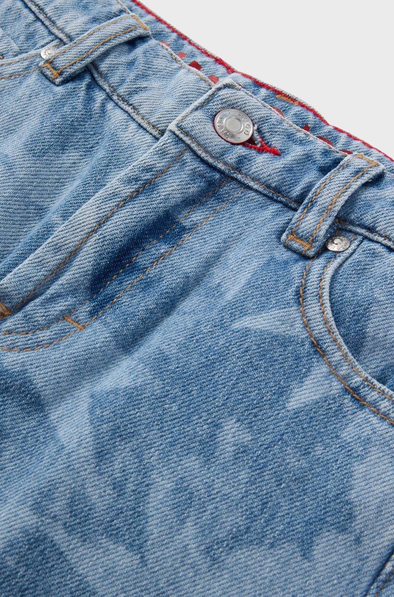 Hugo Boss Vaqueros Relaxed Fit Para Niños En Denim De Algodón Con Estampado De Estrellas