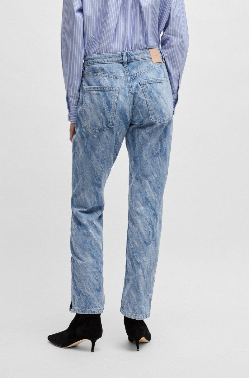Hugo Boss Vaqueros Slim Fit En Denim Azul Con Estampado A Láser