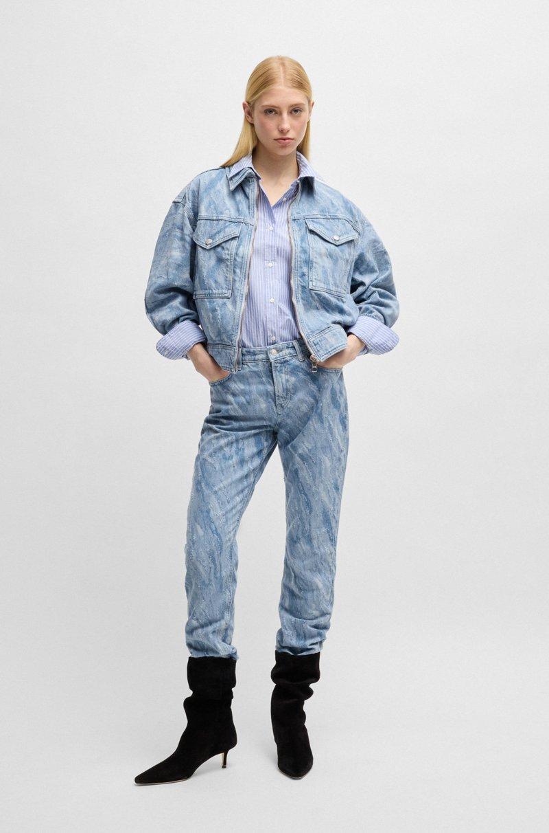 Hugo Boss Vaqueros Slim Fit En Denim Azul Con Estampado A Láser