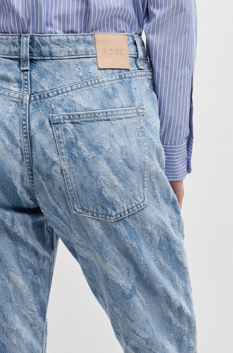 Hugo Boss Vaqueros Slim Fit En Denim Azul Con Estampado A Láser