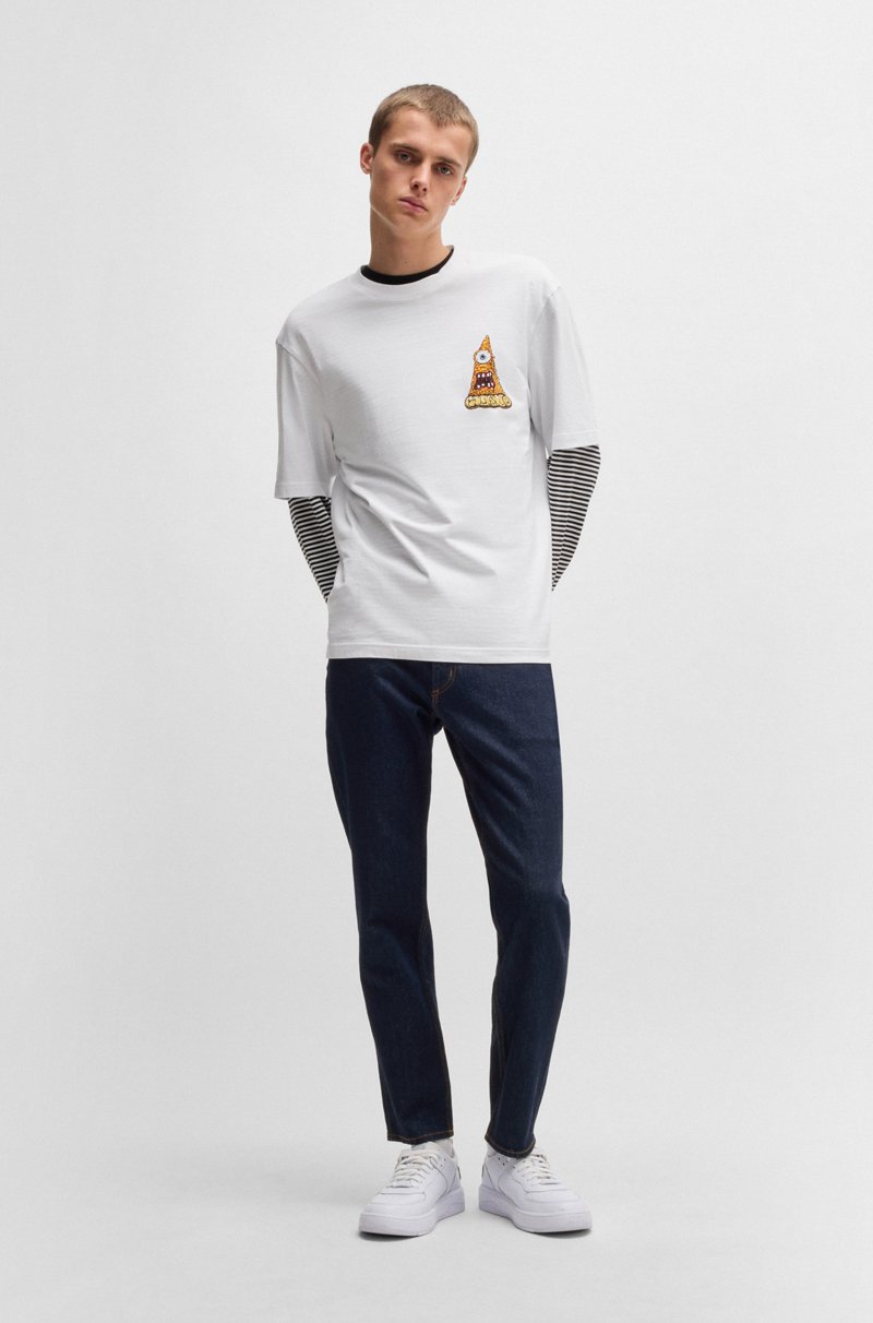 Hugo Boss Vaqueros Tapered Fit De Denim Elástico Azul Oscuro