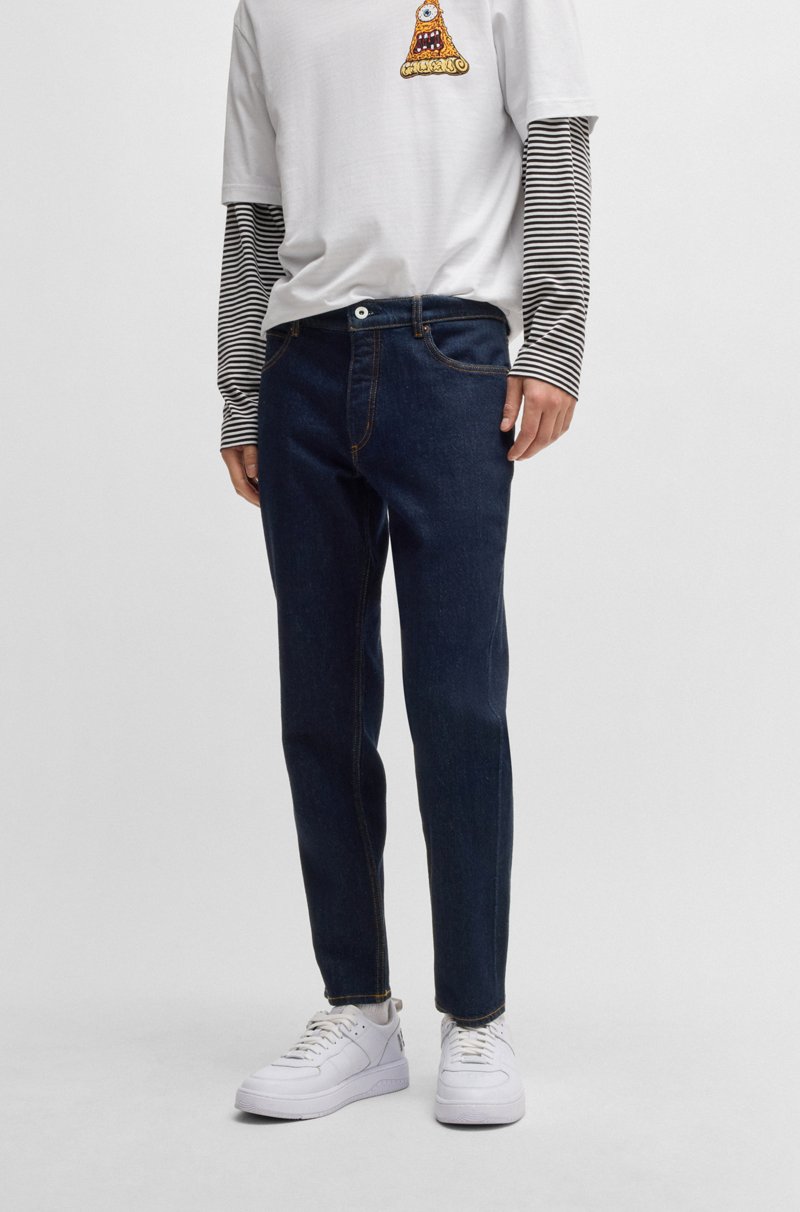 Hugo Boss Vaqueros tapered fit de denim elástico azul oscuro
