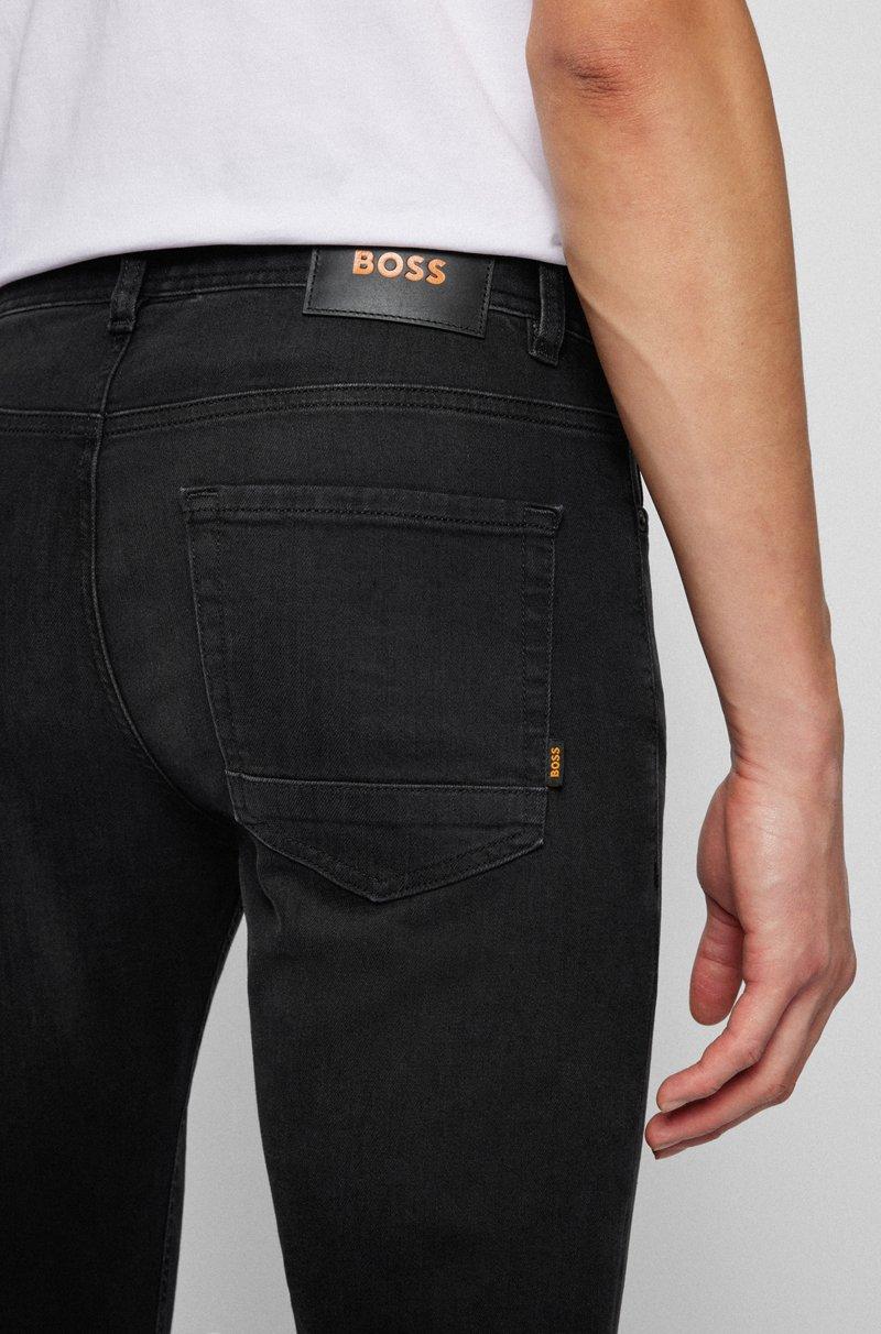 Hugo Boss Vaqueros Tapered Fit De Tejido Vaquero Superelástico En Negro Lavado