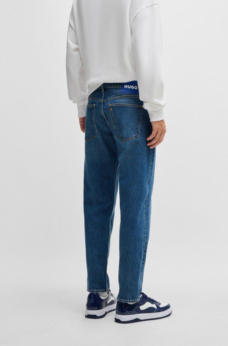 Hugo Boss Vaqueros Tapered Fit En Denim Elástico Azul Medio