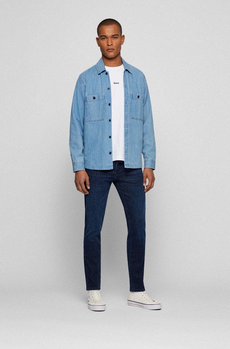 Hugo Boss Vaqueros Tapered Fit En Tejido Denim Superelástico Azul Oscuro