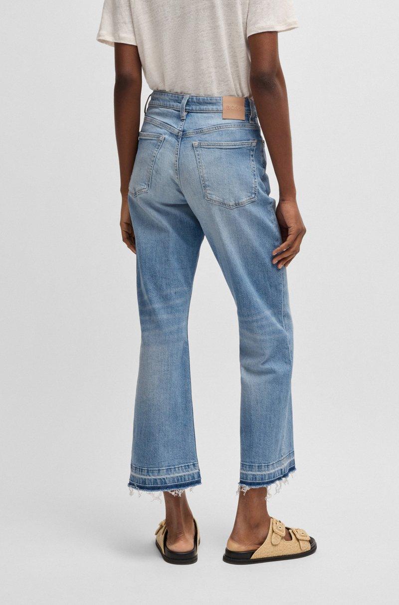 Hugo Boss Vaqueros Tobilleros De Denim Elástico Azul Con Pernera Acampanada