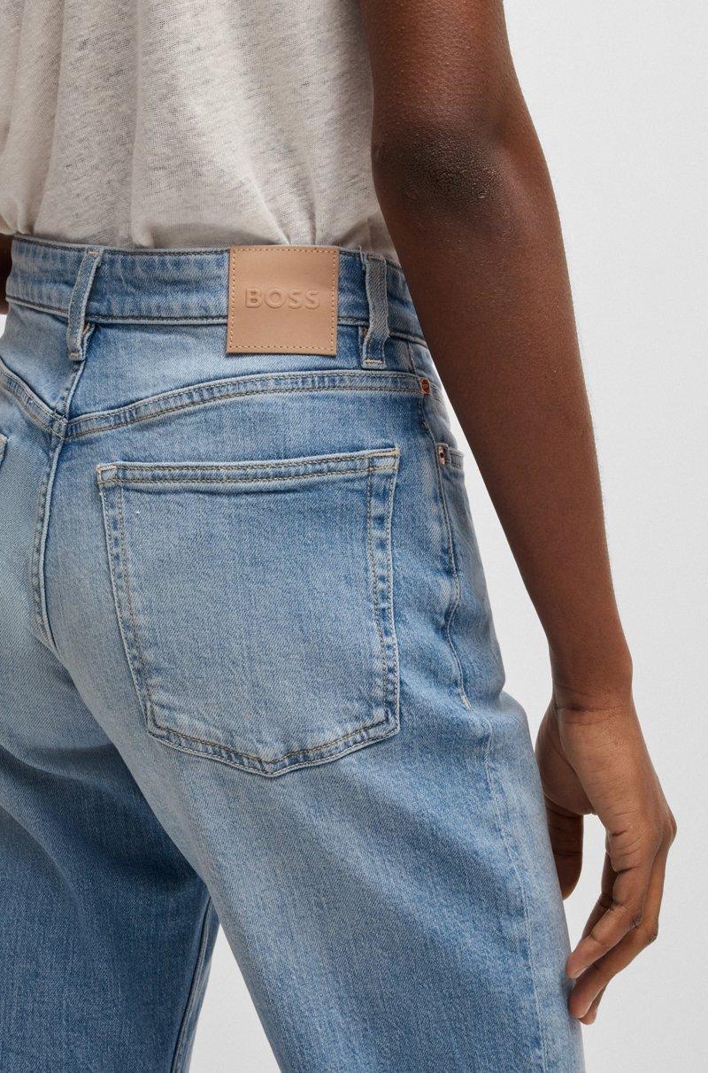 Hugo Boss Vaqueros Tobilleros De Denim Elástico Azul Con Pernera Acampanada