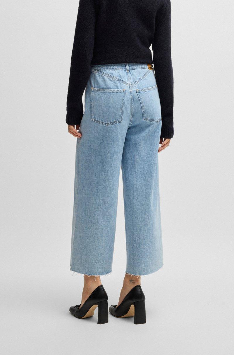 Hugo Boss Vaqueros Tobilleros De Pernera Ancha En Denim Azul Medio