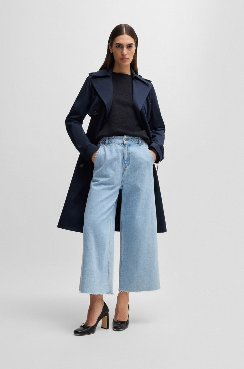 Hugo Boss Vaqueros Tobilleros De Pernera Ancha En Denim Azul Medio