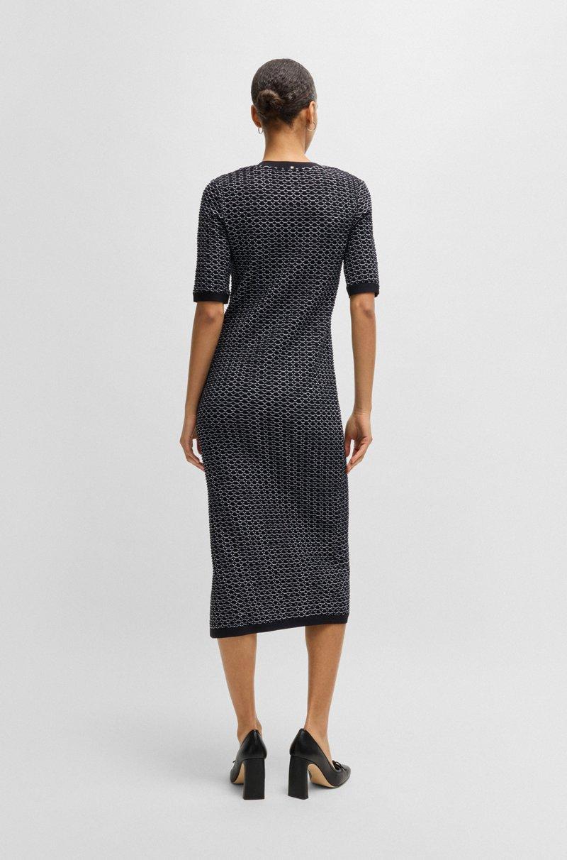 Hugo Boss Vestido A Rayas Estructurado De Punto De Algodón Elástico