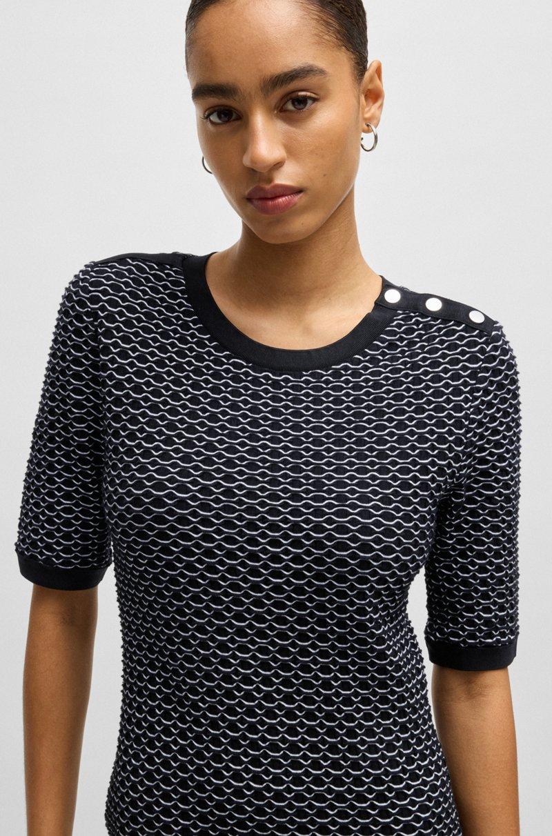 Hugo Boss Vestido A Rayas Estructurado De Punto De Algodón Elástico