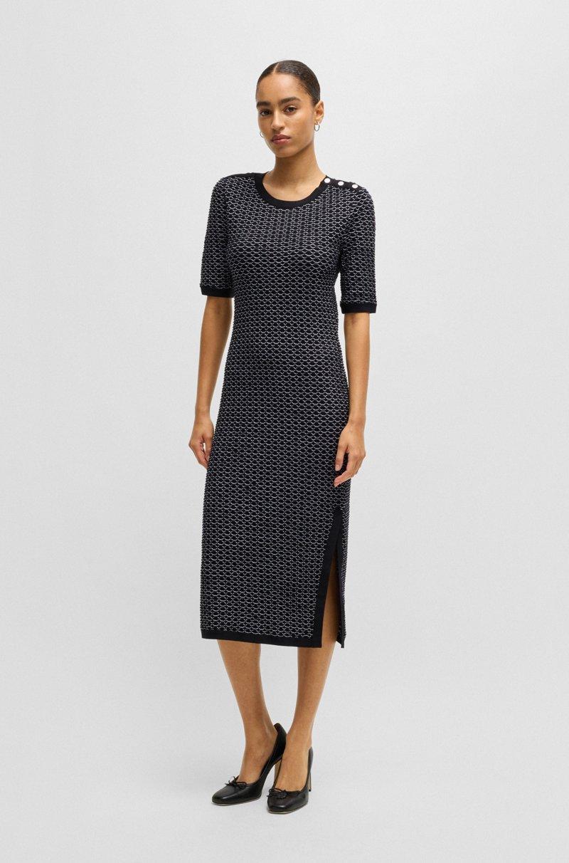 Hugo Boss Vestido a rayas estructurado de punto de algodón elástico