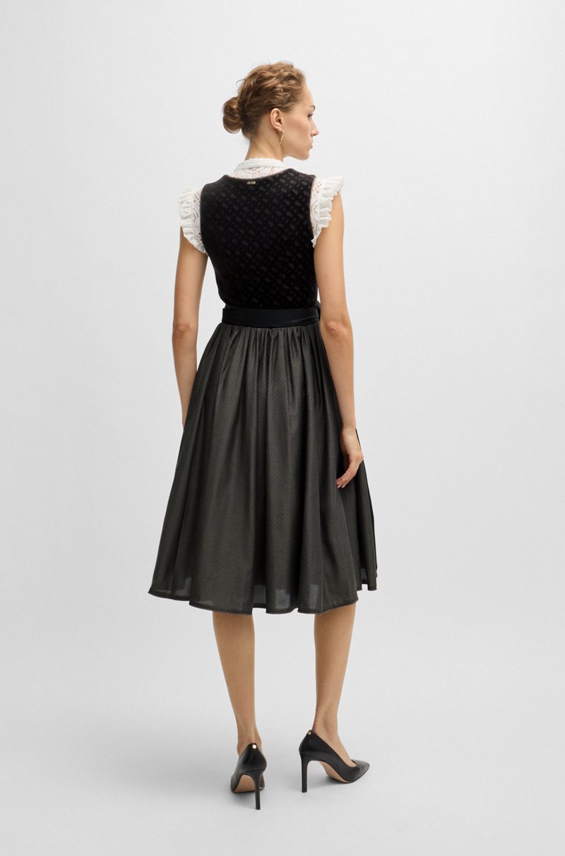 Hugo Boss Vestido Bávaro BOSS X Kinga Mathe Gris Topo Con Corpiño De Terciopelo Con Monograma