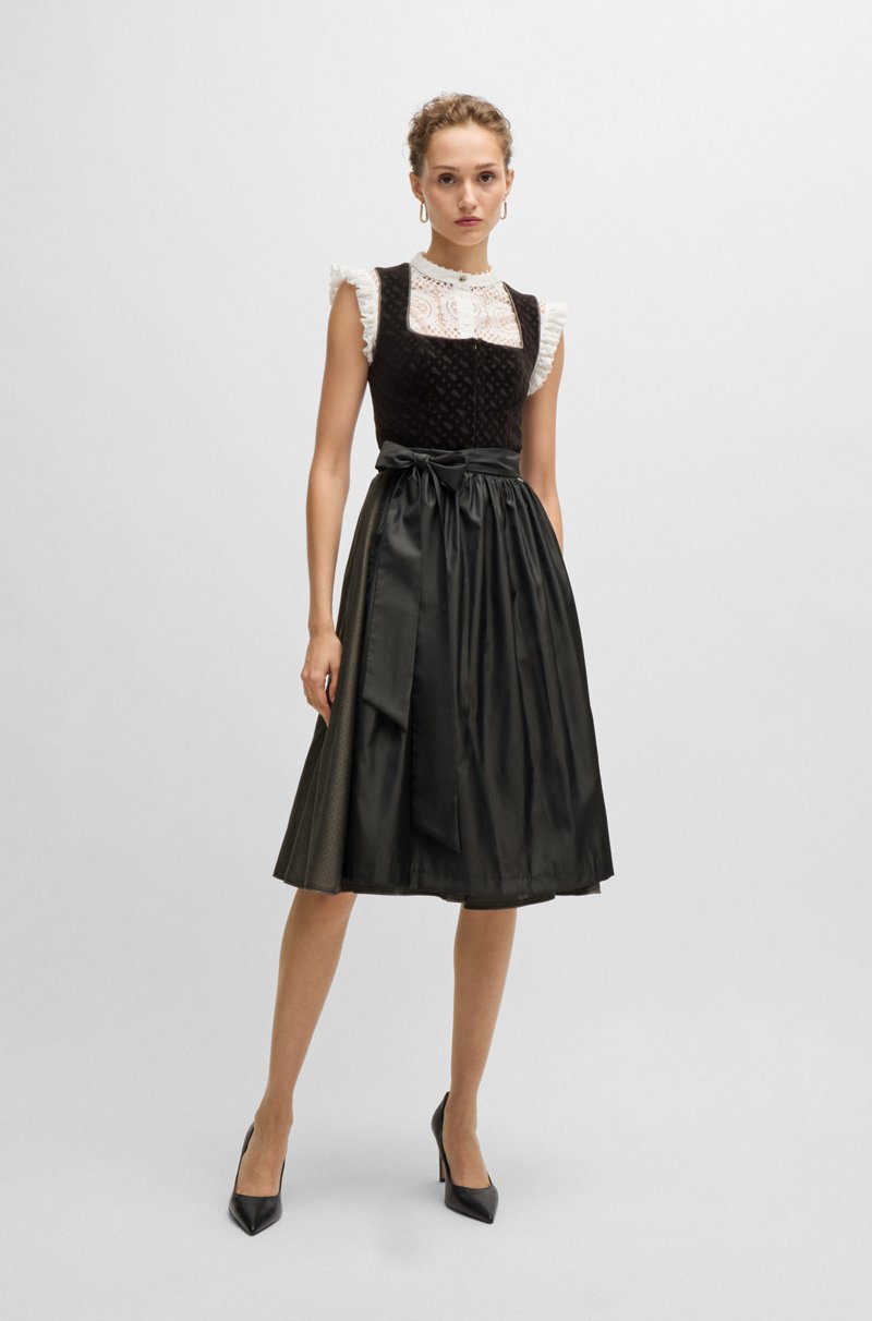 Hugo Boss Vestido Bávaro BOSS X Kinga Mathe Gris Topo Con Corpiño De Terciopelo Con Monograma