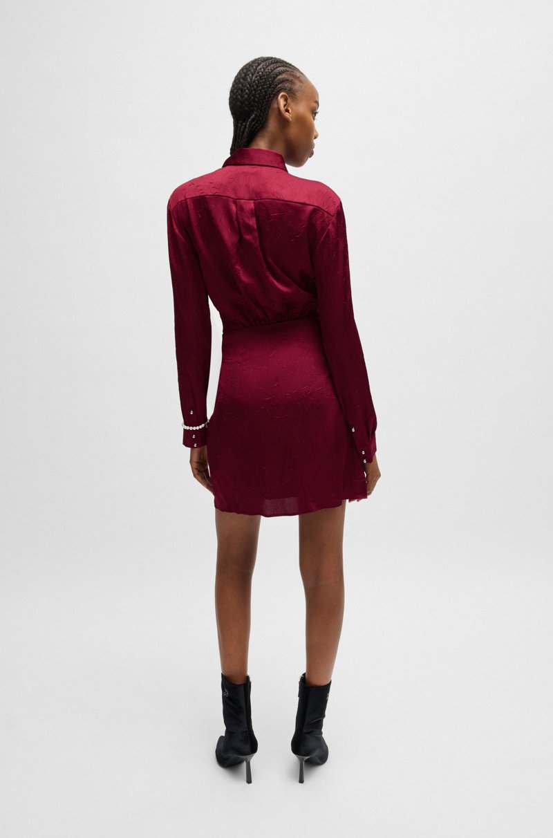 Hugo Boss Vestido Camisero Cruzado De Satén Arrugado