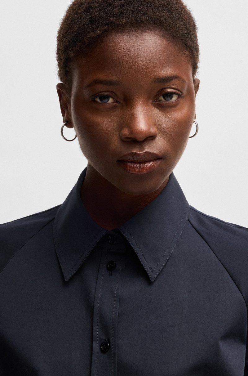 Hugo Boss Vestido Camisero De Algodón Elástico Con Media Tapeta