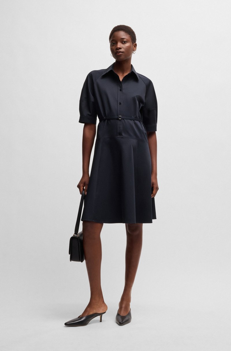 Hugo Boss Vestido camisero de algodón elástico con media tapeta