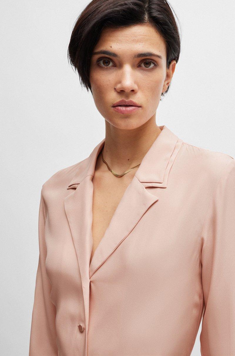 Hugo Boss Vestido Camisero De Seda Mate Con Cinturón