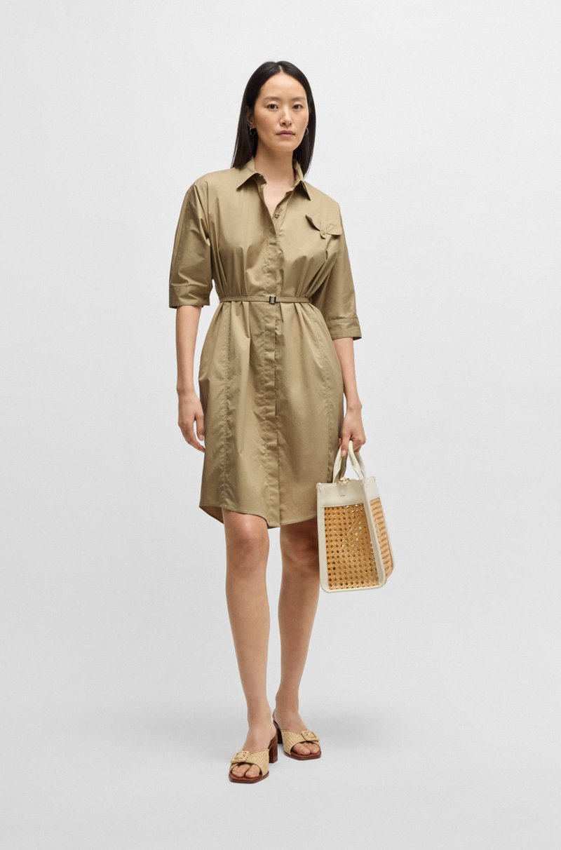 Hugo Boss Vestido camisero relaxed fit de algodón elástico