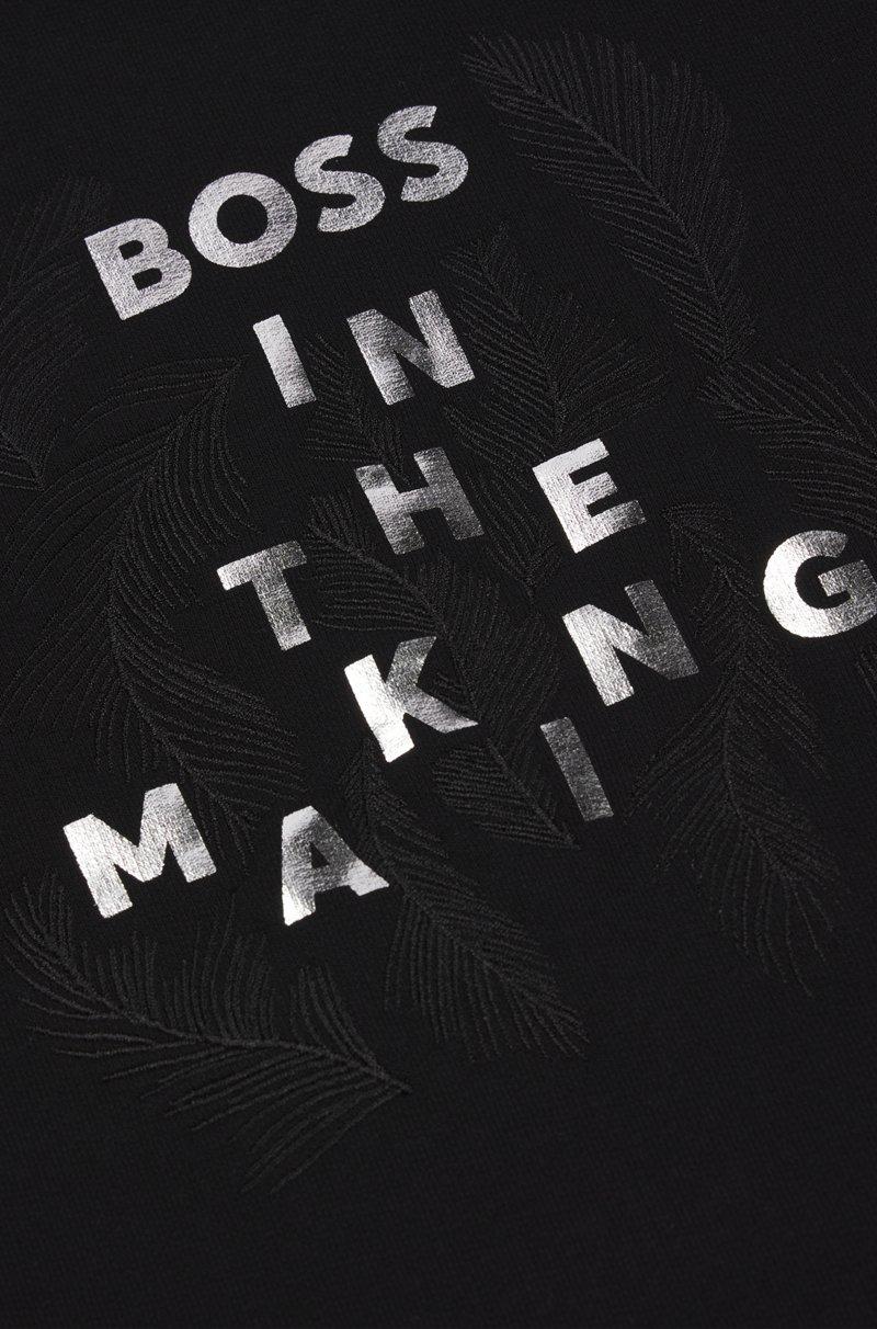 Hugo Boss Vestido Con Capucha Para Niños En Algodón Elástico Con Estampado De La Marca