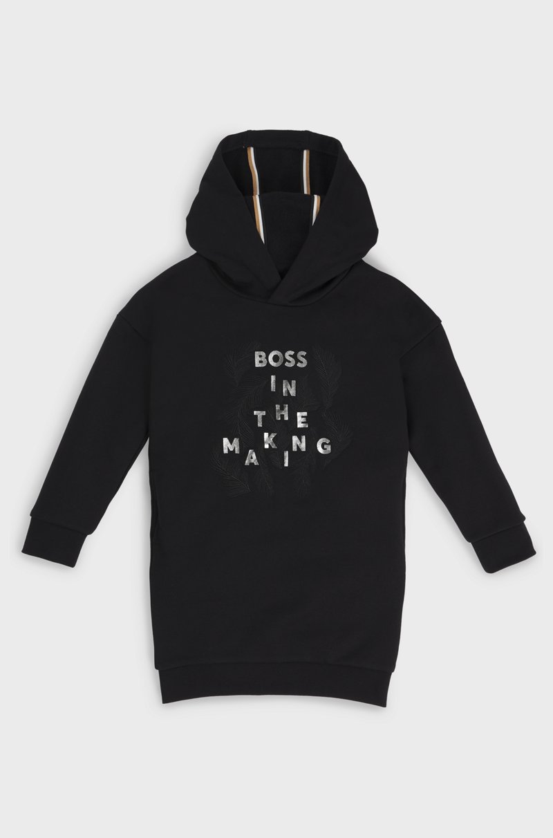 Hugo Boss Vestido con capucha para niños en algodón elástico con estampado de la marca