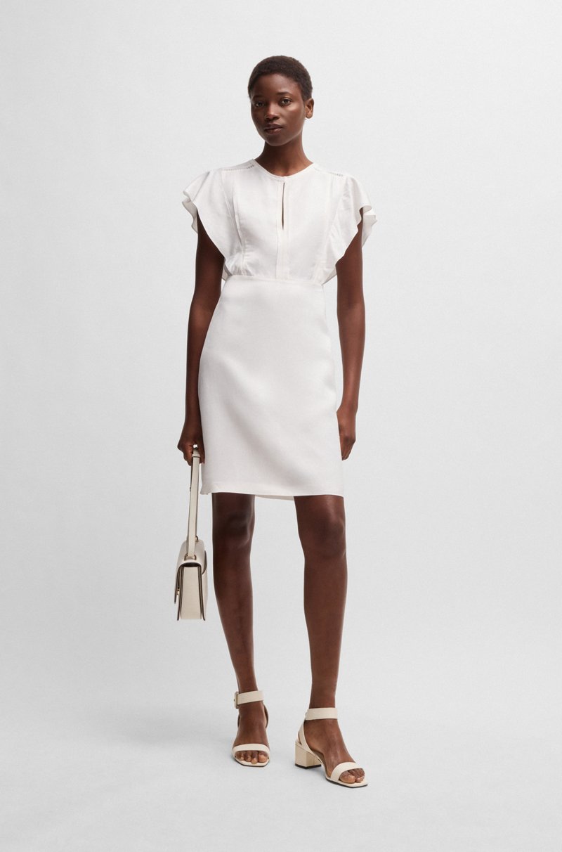 Hugo Boss Vestido con escote ojo de cerradura y mangas con volantes