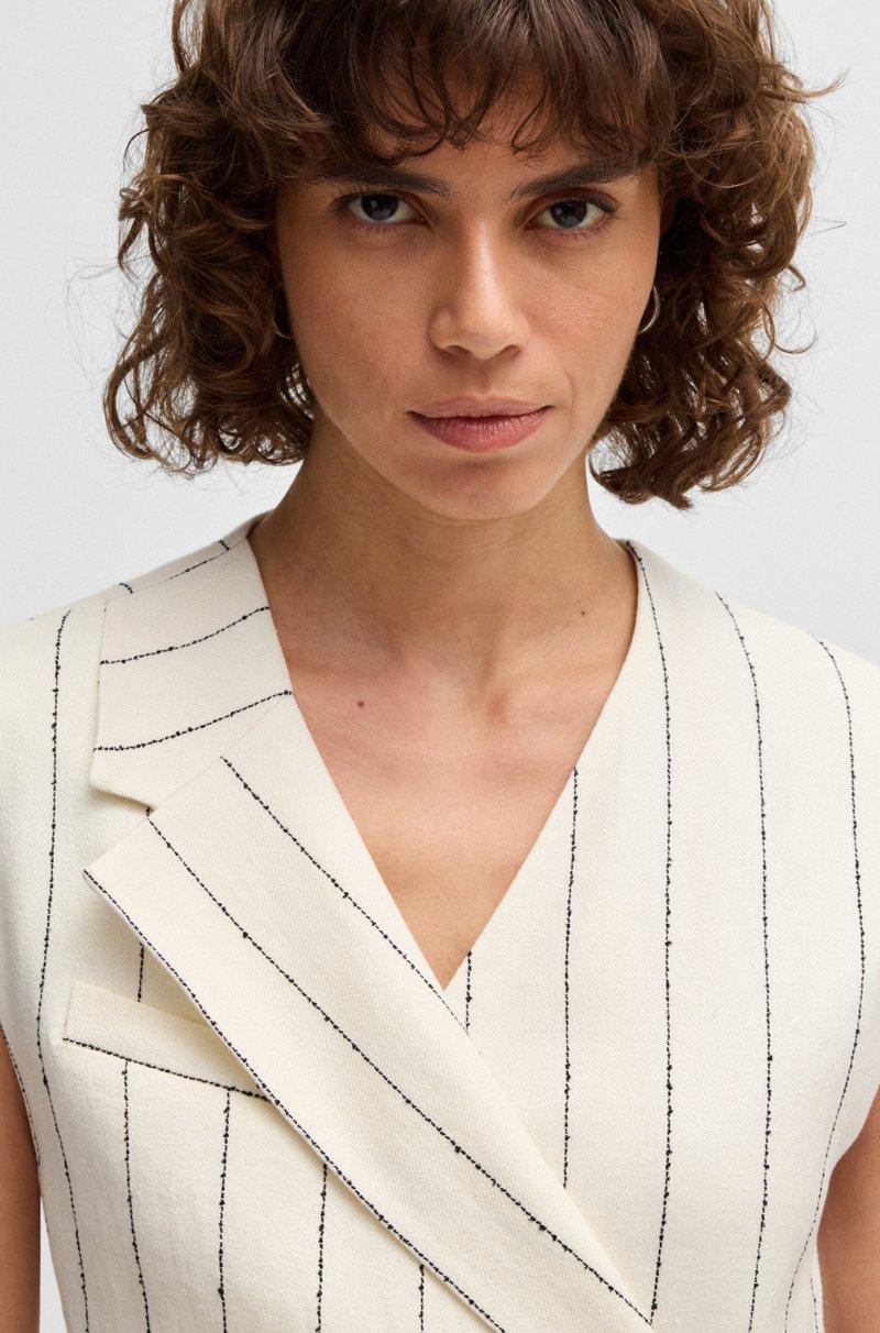 Hugo Boss Vestido Cruzado En Mezcla De Lino Con Raya Diplomática