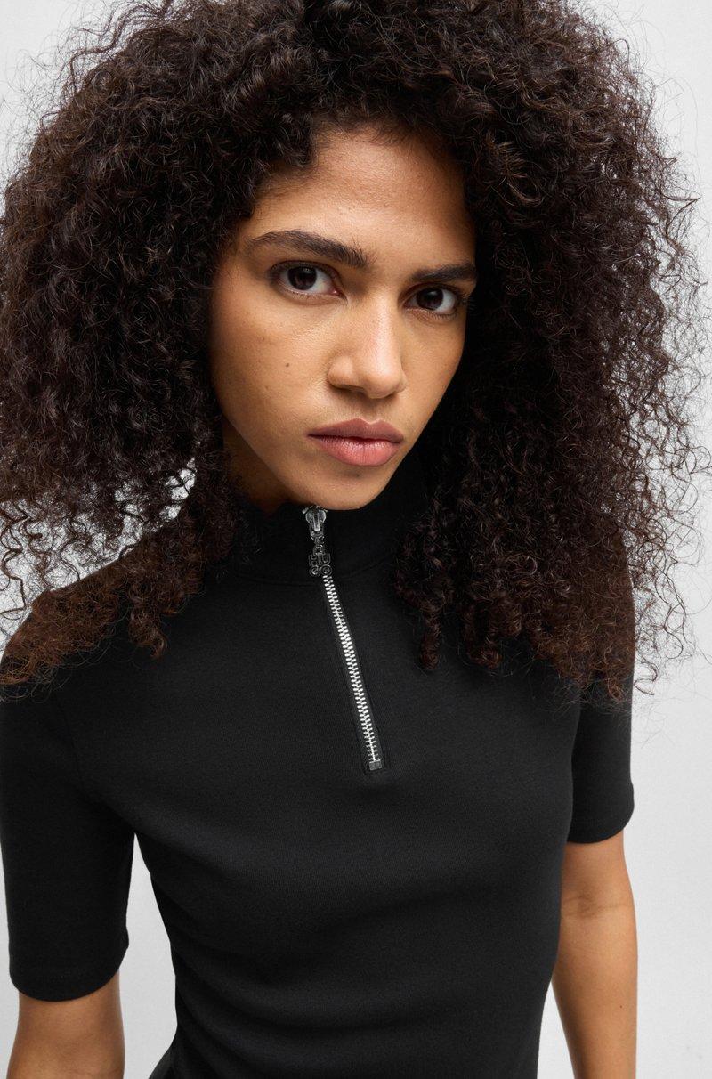 Hugo Boss Vestido De Algodón Con Cremallera En El Cuello