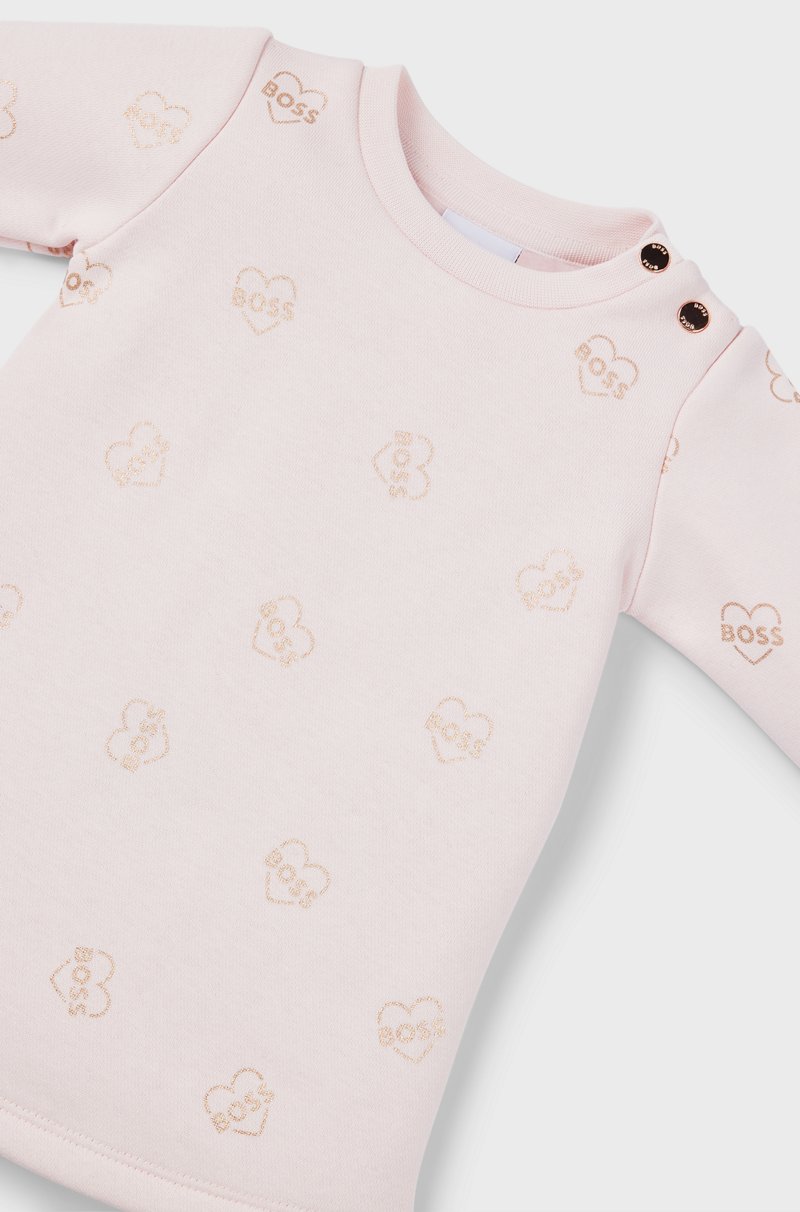 Hugo Boss Vestido De Algodón Con Estampado Integral De Logo Para Bebés