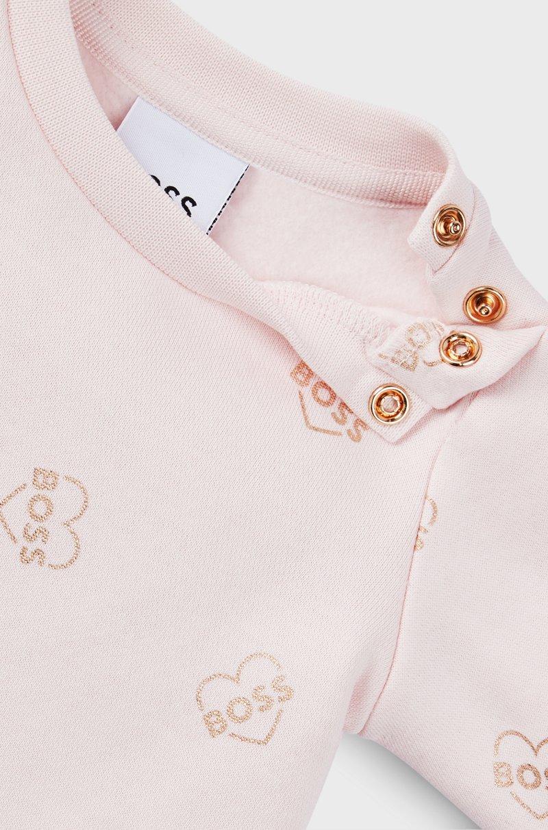 Hugo Boss Vestido De Algodón Con Estampado Integral De Logo Para Bebés